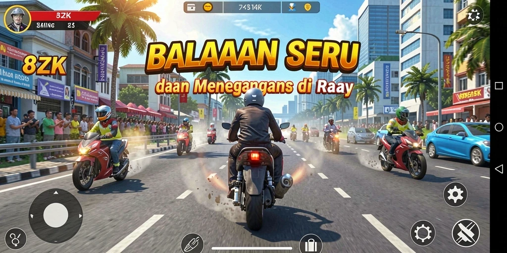 Screenshot gameplay <strong>8ZK</strong> menampilkan aksi balapan yang mendebarkan.