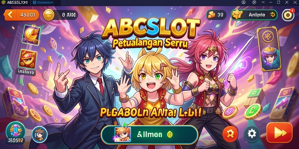 Screenshot gameplay ABCSLOT dengan karakter anime beraksi.