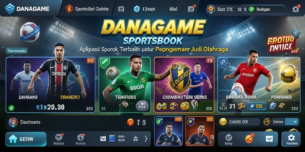 Tampilan antarmuka DANAGAME dengan fitur sportsbook.