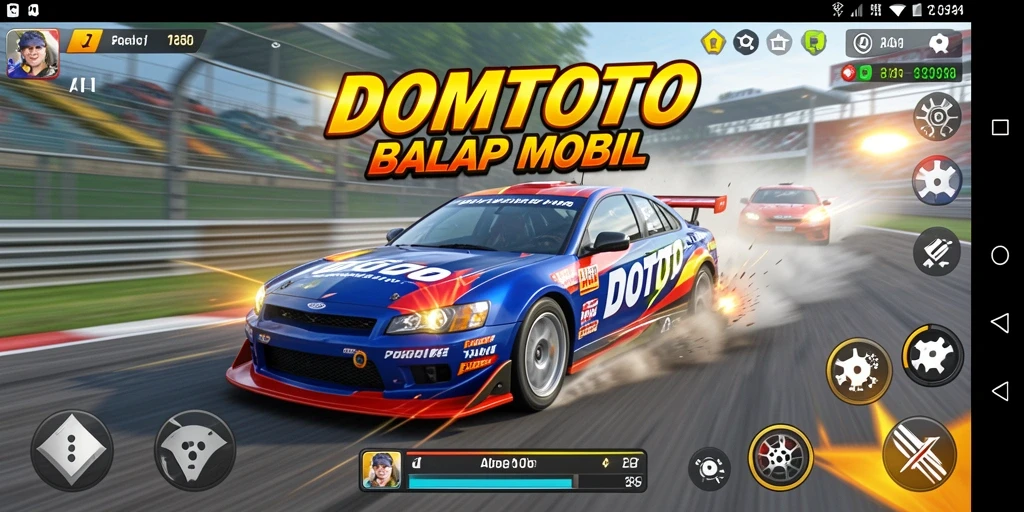 Screenshot dominan dari gameplay balapan di DOMTOTO.