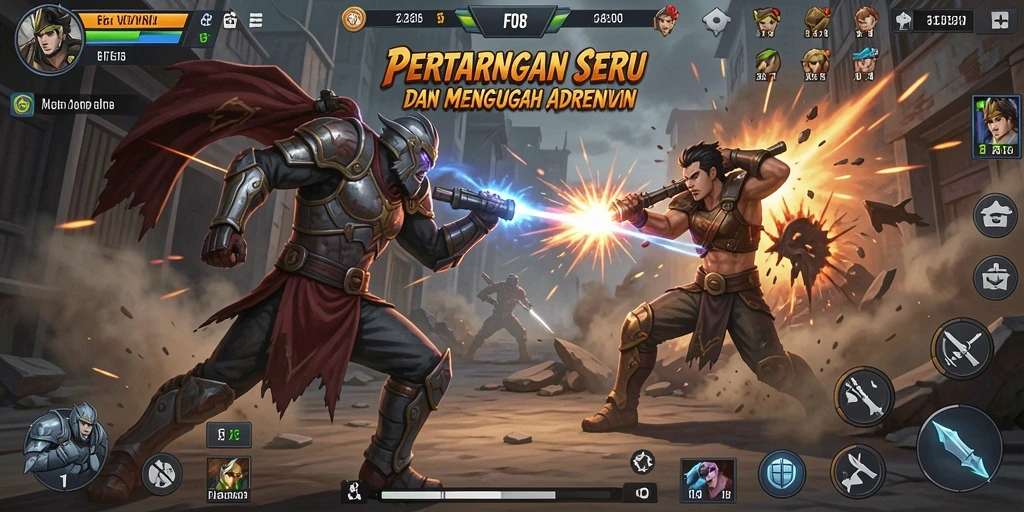 Screenshot FO8 menampilkan pertempuran epik antar karakter dengan efek visual menakjubkan.