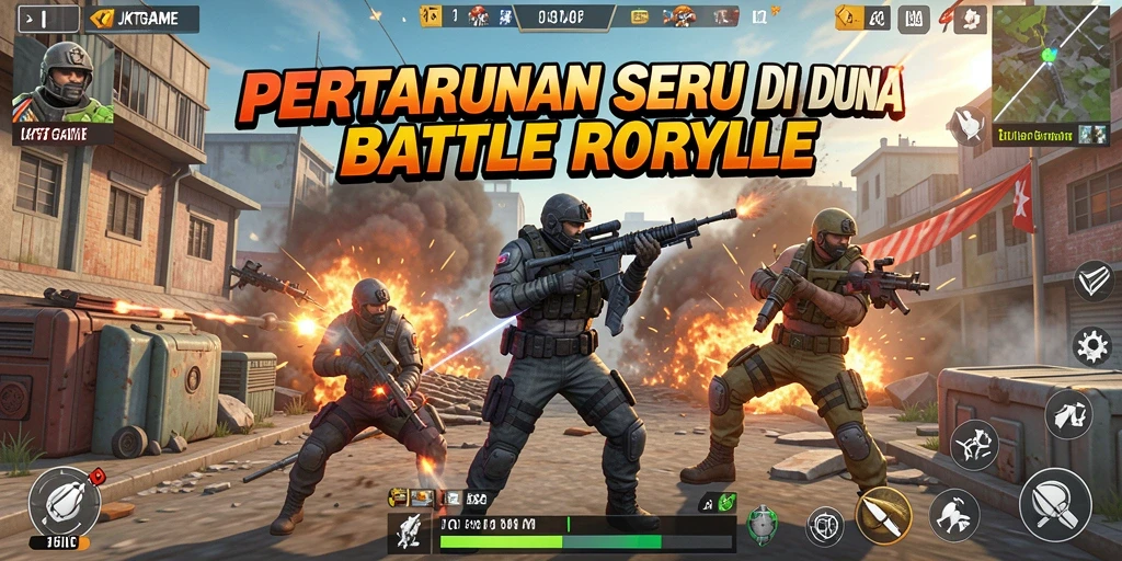 Tampilan gameplay seru JKTGAME dalam pertempuran Battle Royale.