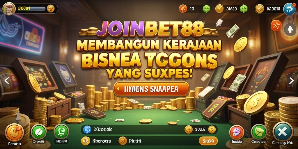 Screenshot gameplay JOINBET88 yang menampilkan tindakan membangun kerajaan bisnis.
