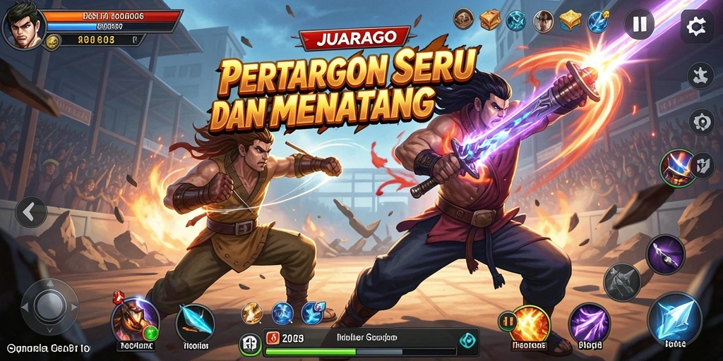 Tampilkan gameplay JUARAGO dengan aksi pertarungan seru.