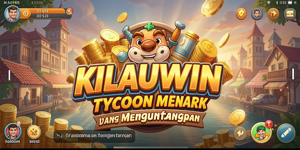 Screenshot utama KILAUWIN menunjukkan pemain mengelola bisnis dengan antusias.