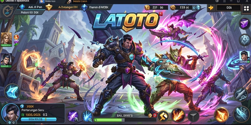 Tampilan menarik dari gameplay seru LATOTO di arena MOBA.