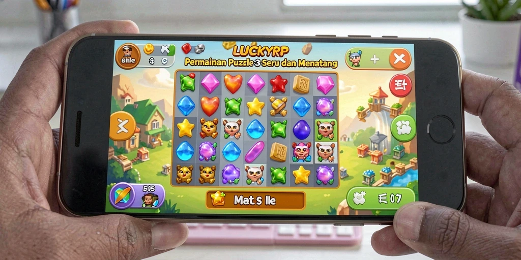 Tampilan gameplay menarik dari LUCKYRP dengan elemen Match-3 yang menyenangkan.