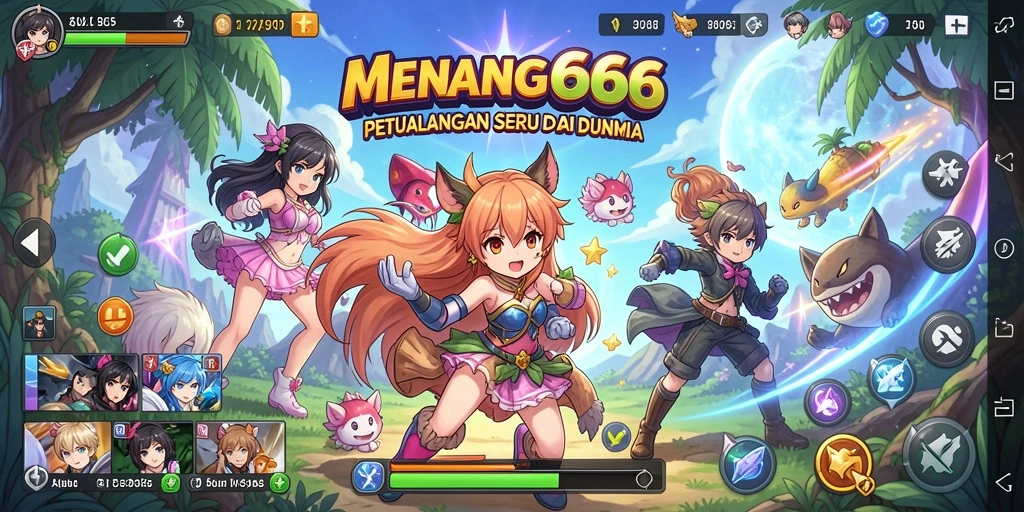 Tampilan seru dari gameplay <strong>MENANG666</strong> yang penuh aksi dan karakter anime.