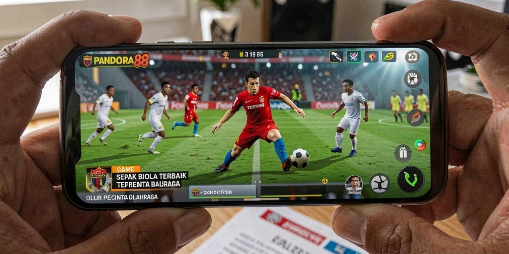 Screenshot utama PANDORA88 menampilkan aksi seru di lapangan sepak bola.