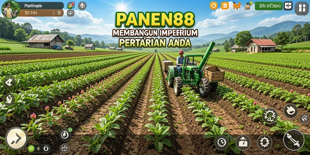 Screenshot utama PANEN88 menampilkan ladang pertanian yang luas dan indah.