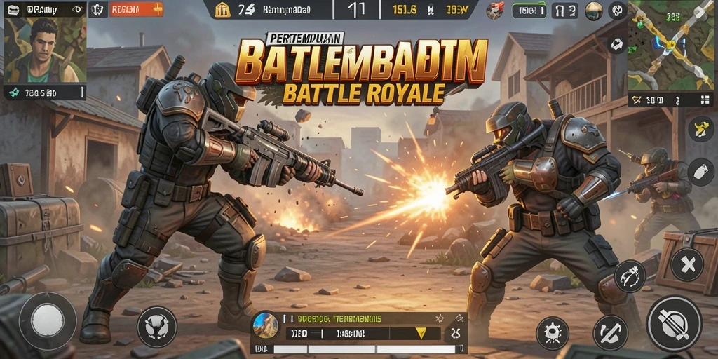 Screenshot RPGAME menampilkan aksi seru dalam pertempuran Battle Royale.