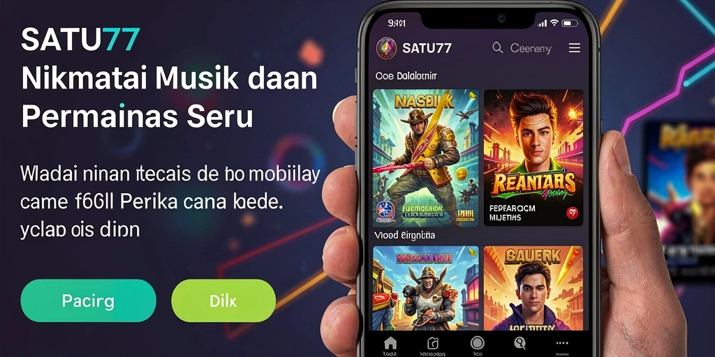 Tampilan screenshot utama SATU77 yang menunjukkan gameplay musik yang seru.