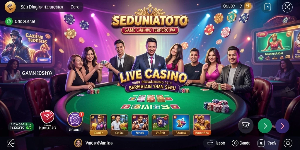 Screenshot gameplay SEDUNIATOTO menampilkan suasana Live Casino yang seru dan interaktif.