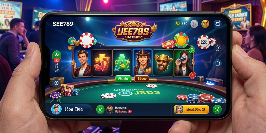 Screenshot menunjukkan dealer langsung dan suasana permainan Live Casino yang mendebarkan.