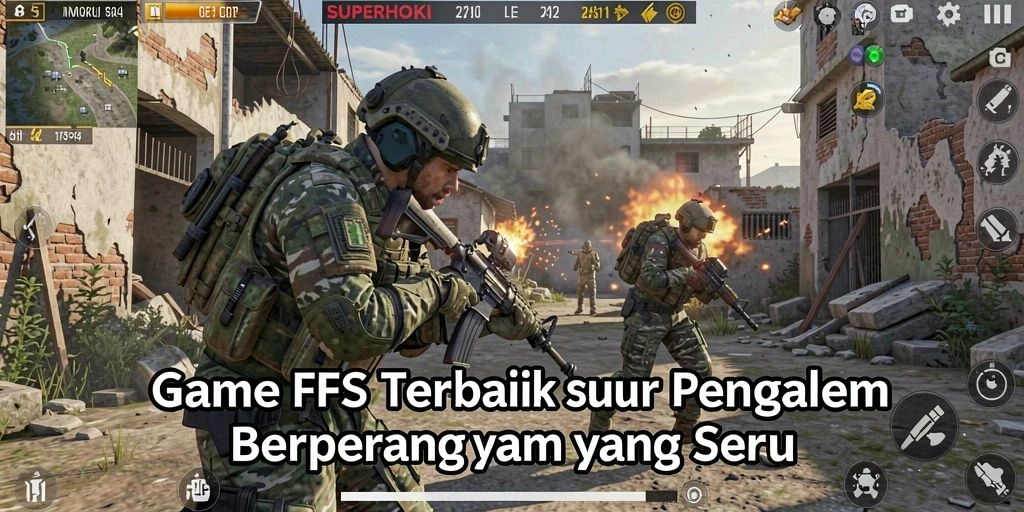 Screenshot gameplay SUPERHOKI menampilkan aksi tembak-menembak yang mendebarkan.